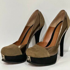 Fendi Fedista Black/Olive Colorblock platforms